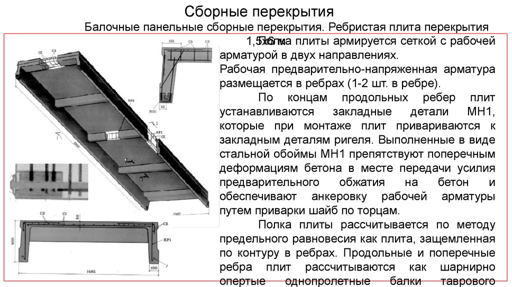 Расчетная схема поперечного ребра