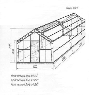 Теплица прямостенная из поликарбоната чертеж