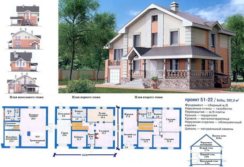Проекты домов с цокольным этажом двухэтажные и мансардой
