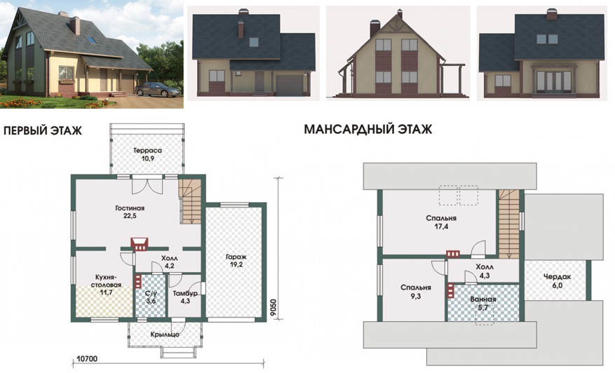 План дома с мансардой 8 на 10 + примеры типовых проектов