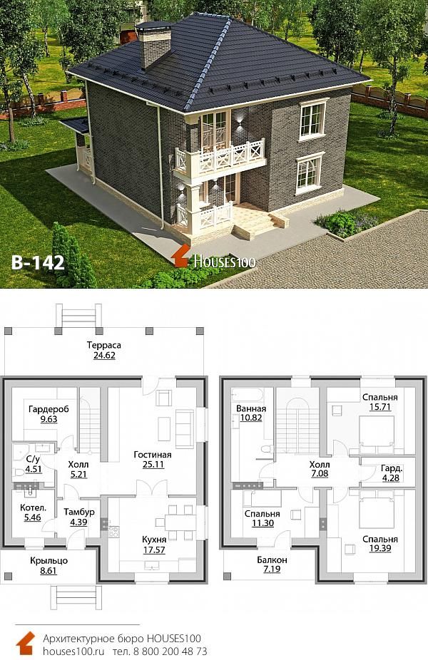 Проекты двухэтажных домов | примеры планировок двухэтажных коттеджей