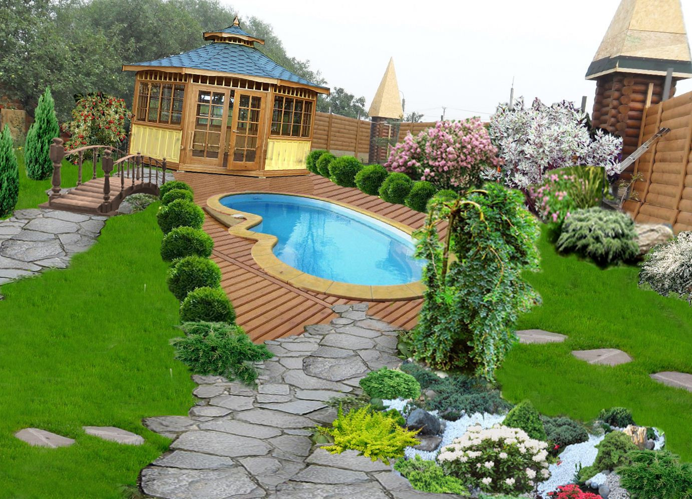 Варианты планировки двора частного дома Фото и примеры ландшафтного дизайна загородного дачного участка