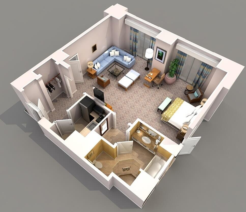 Floorplan 3d квартира студия