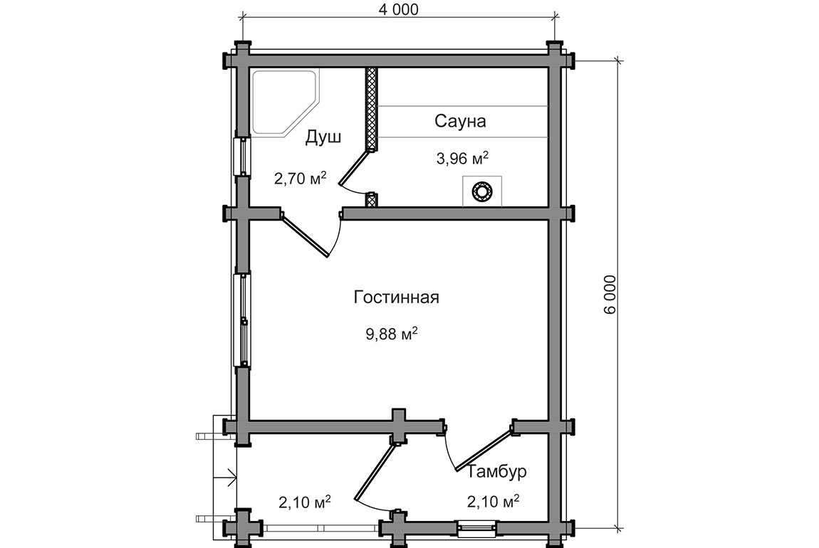 Чертеж бани 5 на 6