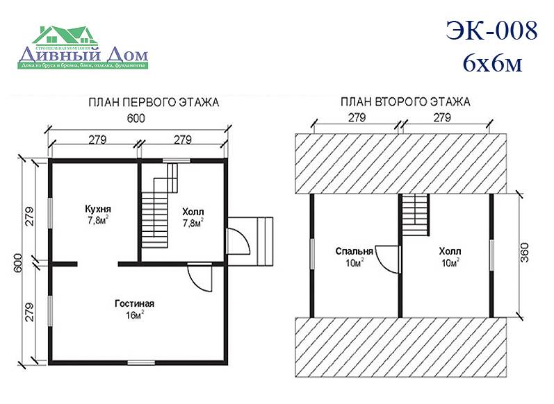 План дома 6х6 с мансардой и санузлом