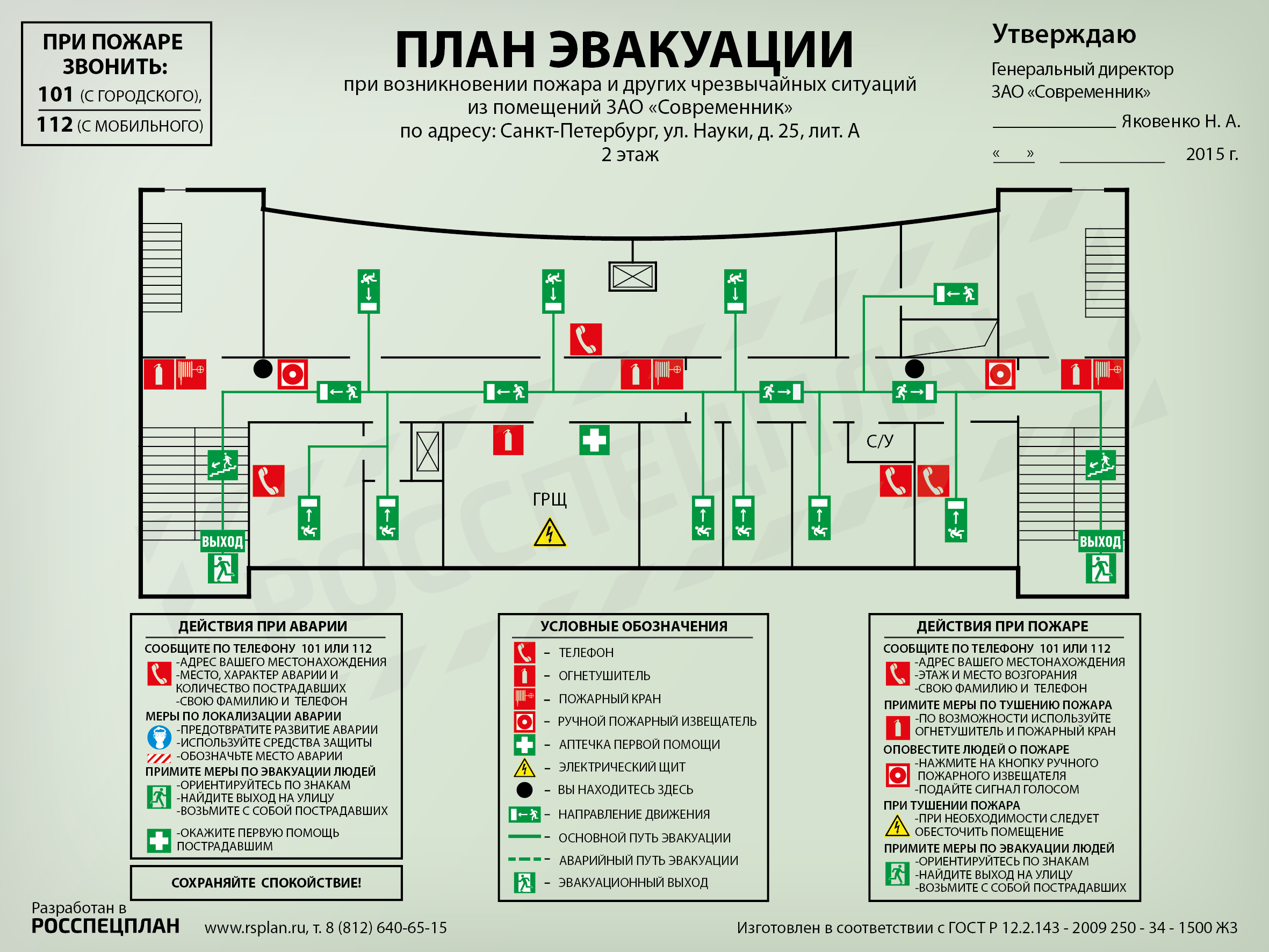 Пожарная схема помещения