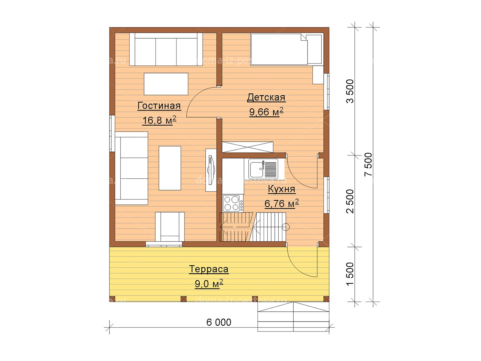 Планировка дачного домика 6х8 двухэтажный