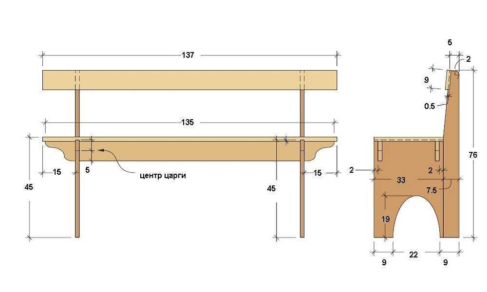 Деревянная садовая скамейка чертежи с размерами